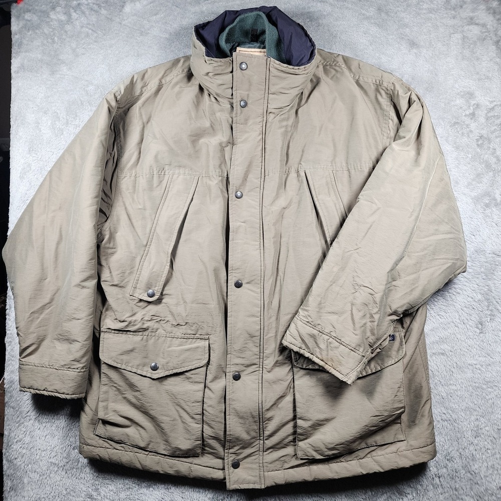Woolrich Field Stone Jacket Mens XL Beige Insulated Parka Full Zip Outdoor 17086